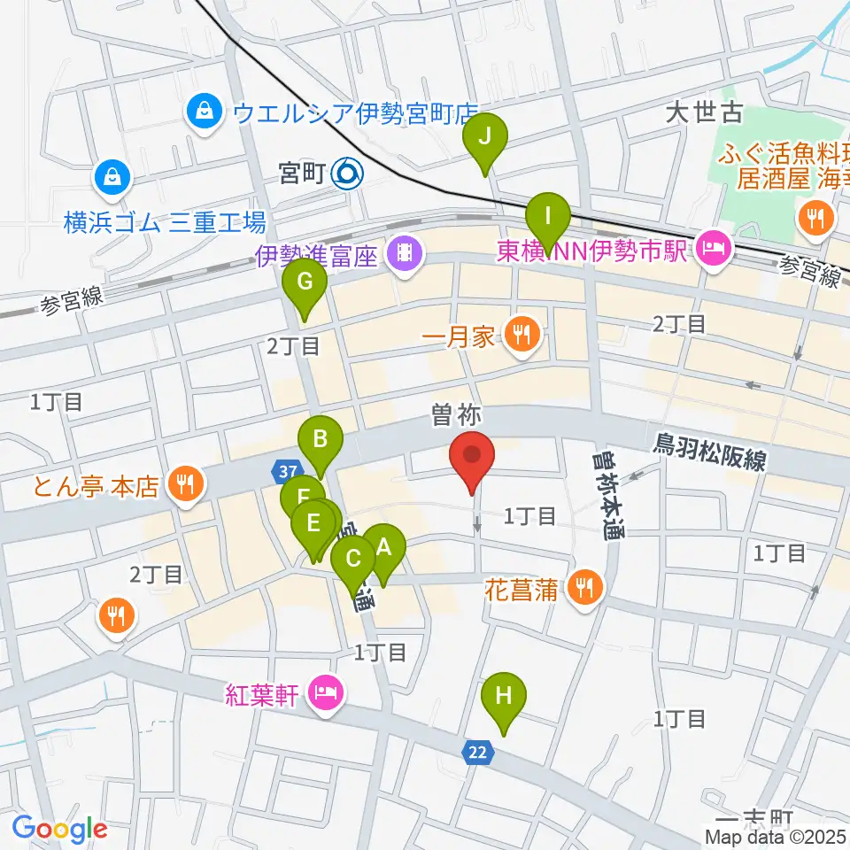 伊勢BARRET周辺のカフェ一覧地図
