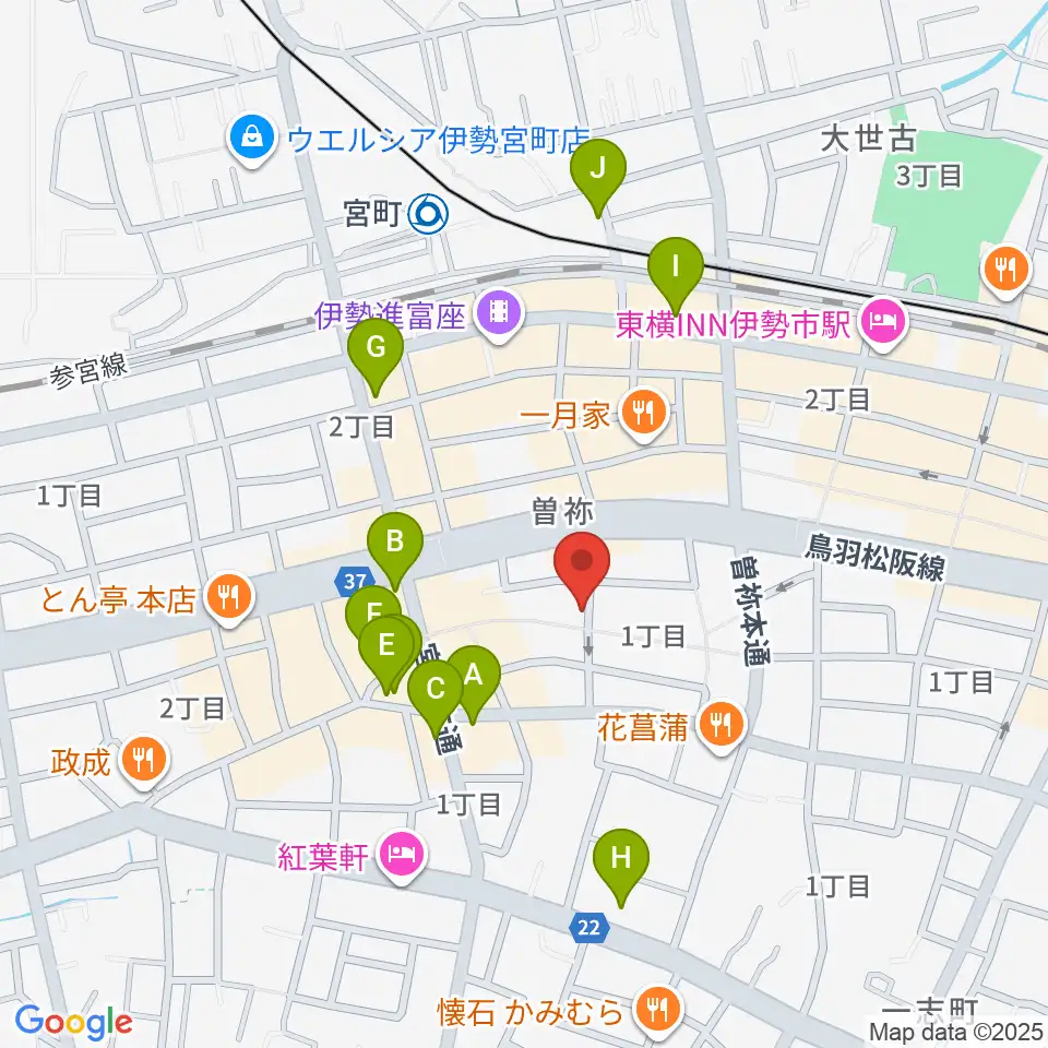 伊勢BARRET周辺のカフェ一覧地図
