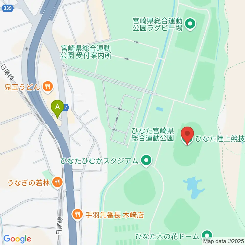 ひなた陸上競技場周辺のカフェ一覧地図