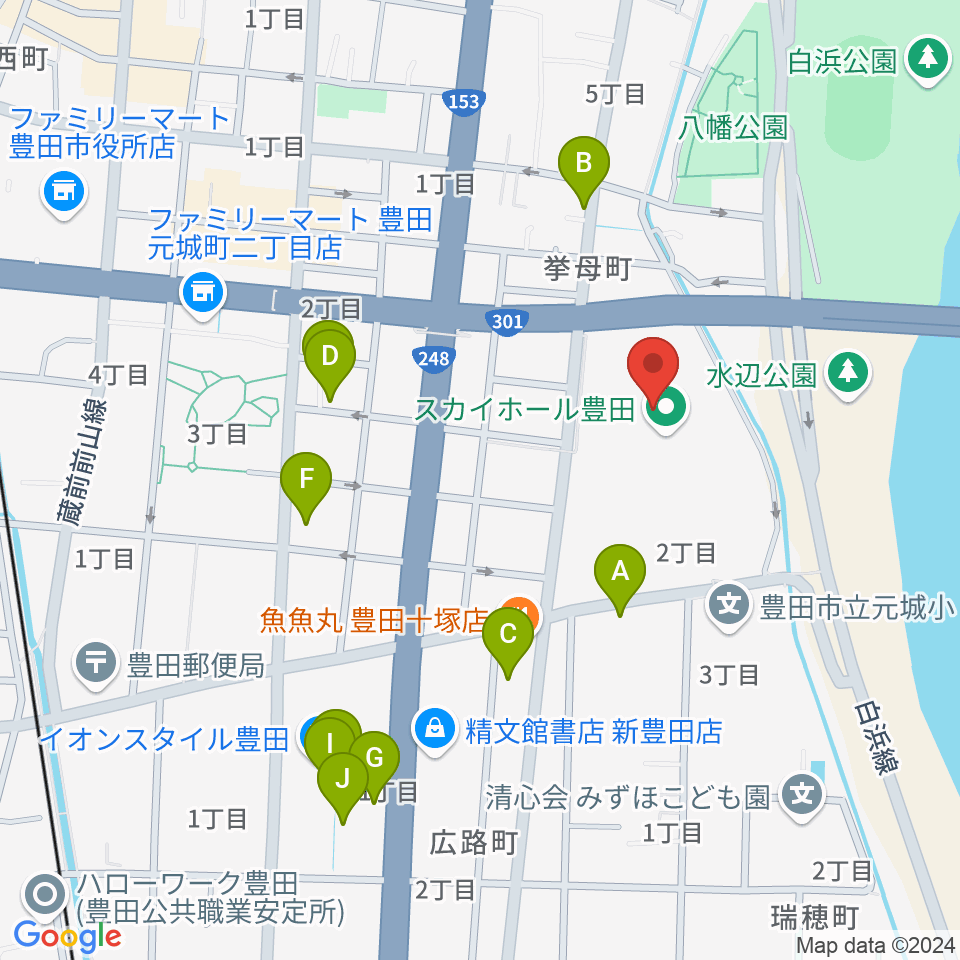 スカイホール豊田周辺のカフェ一覧地図