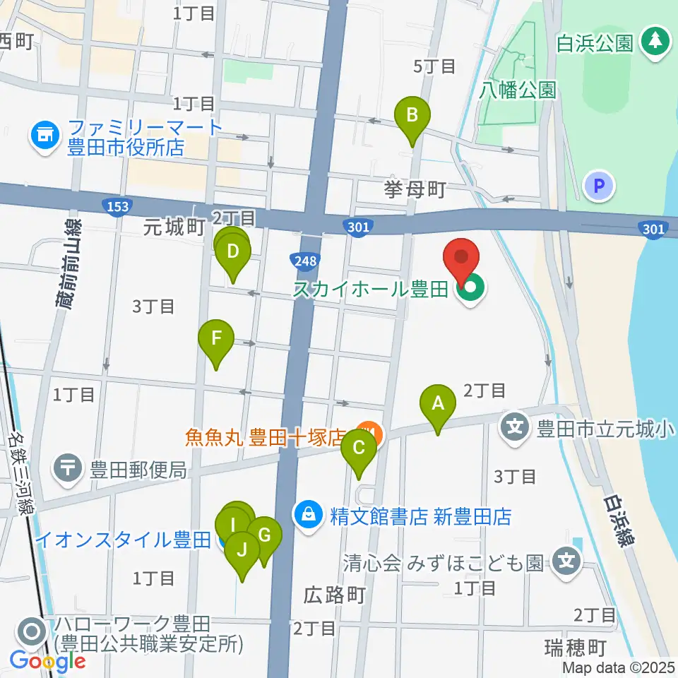 スカイホール豊田周辺のカフェ一覧地図