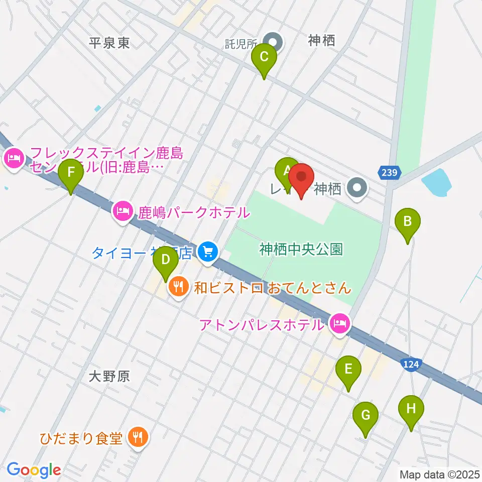 かみす防災アリーナ周辺のカフェ一覧地図