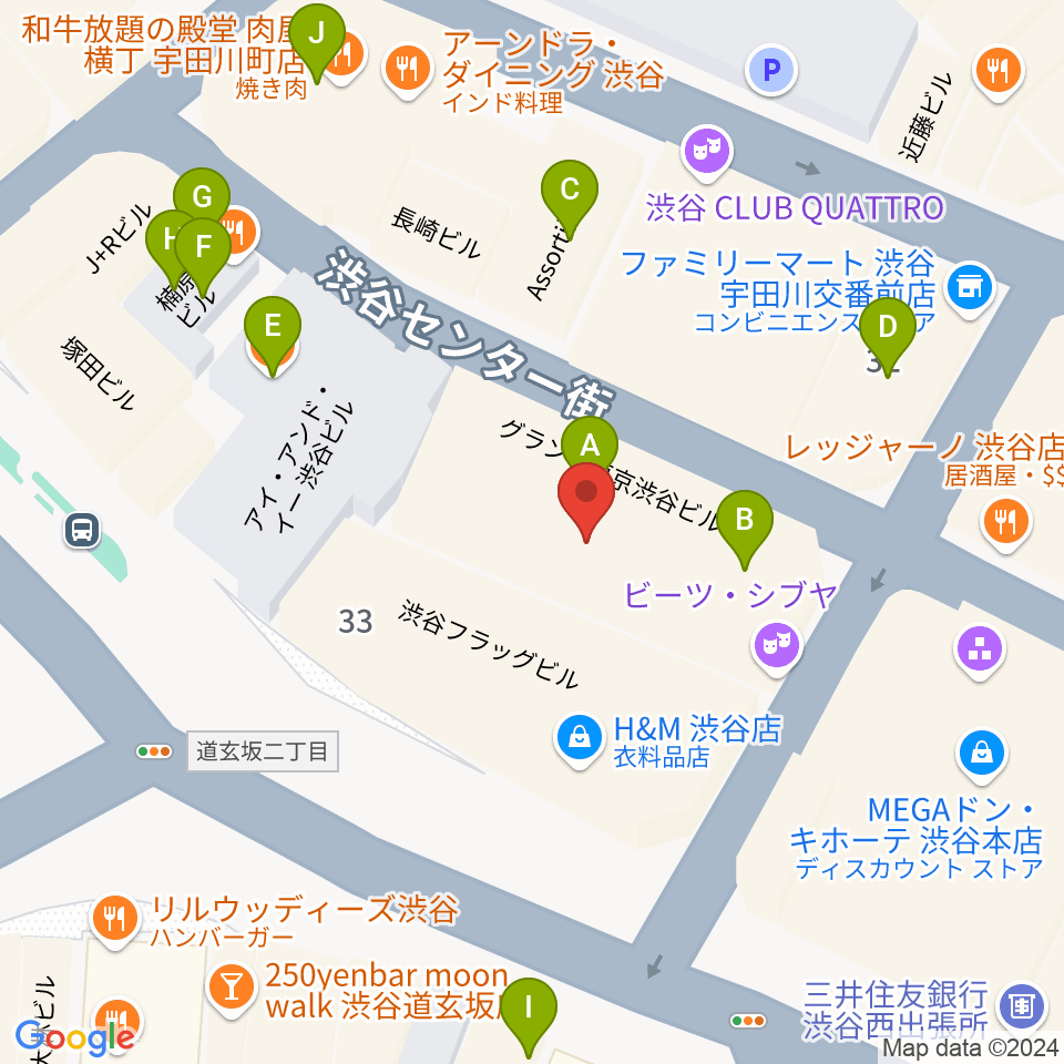 ビーツ渋谷周辺のカフェ一覧地図