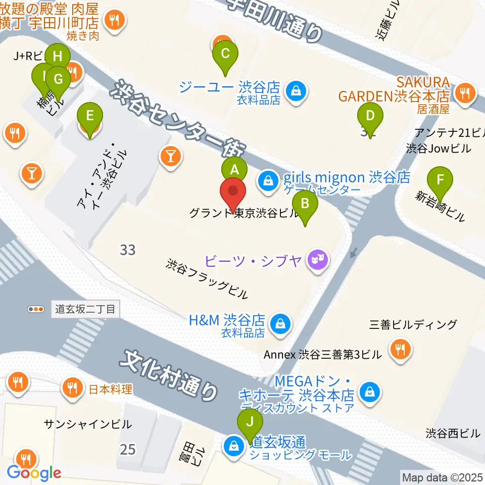 ビーツ渋谷周辺のカフェ一覧地図