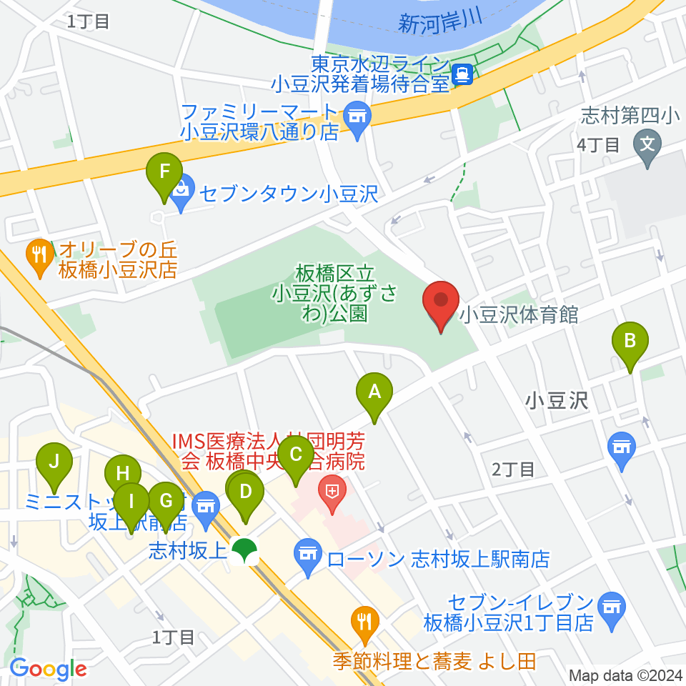 小豆沢体育館周辺のカフェ一覧地図