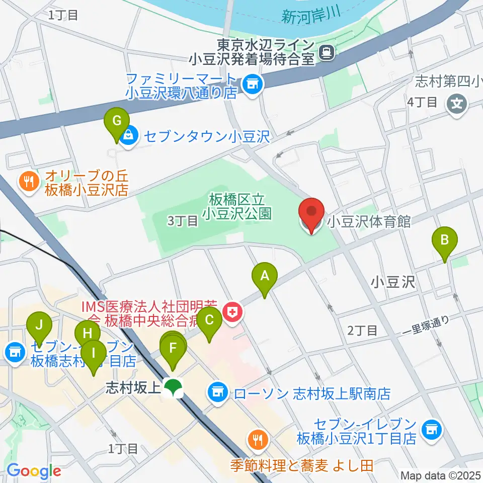 小豆沢体育館周辺のカフェ一覧地図