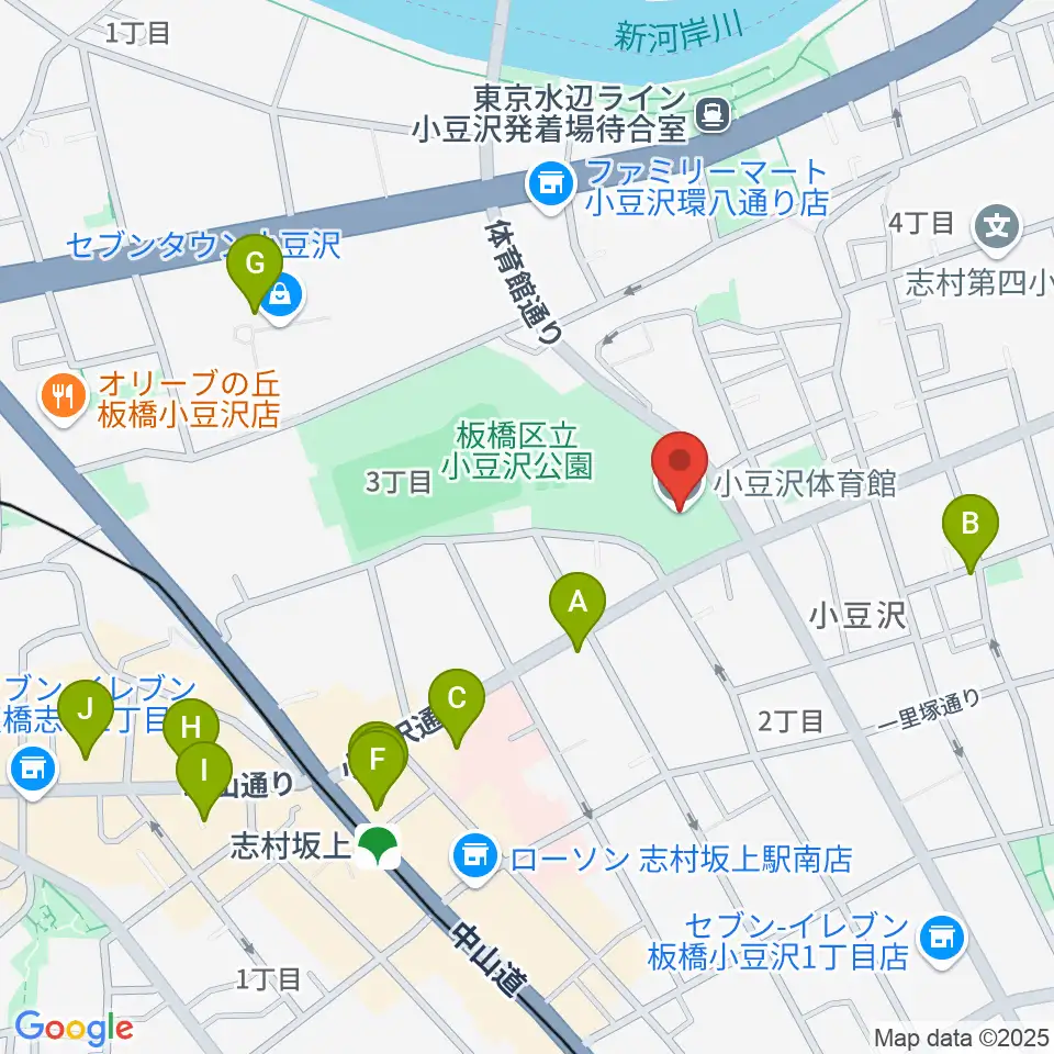 小豆沢体育館周辺のカフェ一覧地図