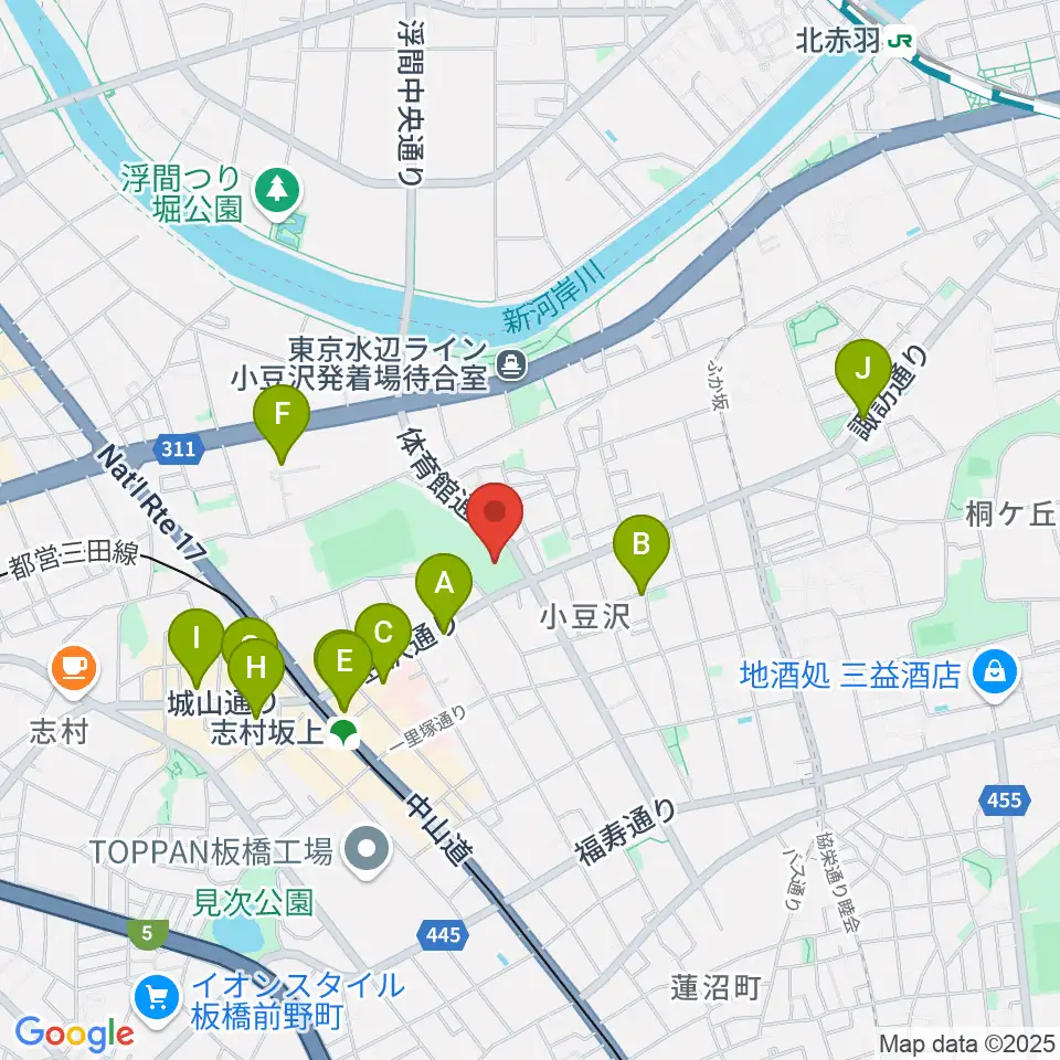 小豆沢体育館周辺のカフェ一覧地図
