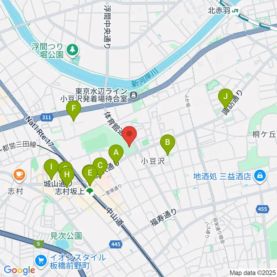 小豆沢体育館周辺のカフェ一覧地図