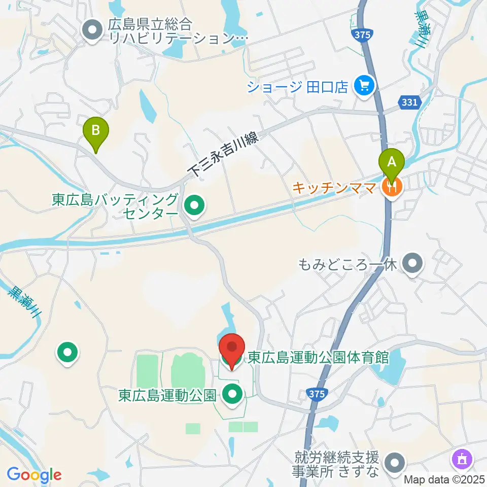 東広島運動公園体育館周辺のカフェ一覧地図