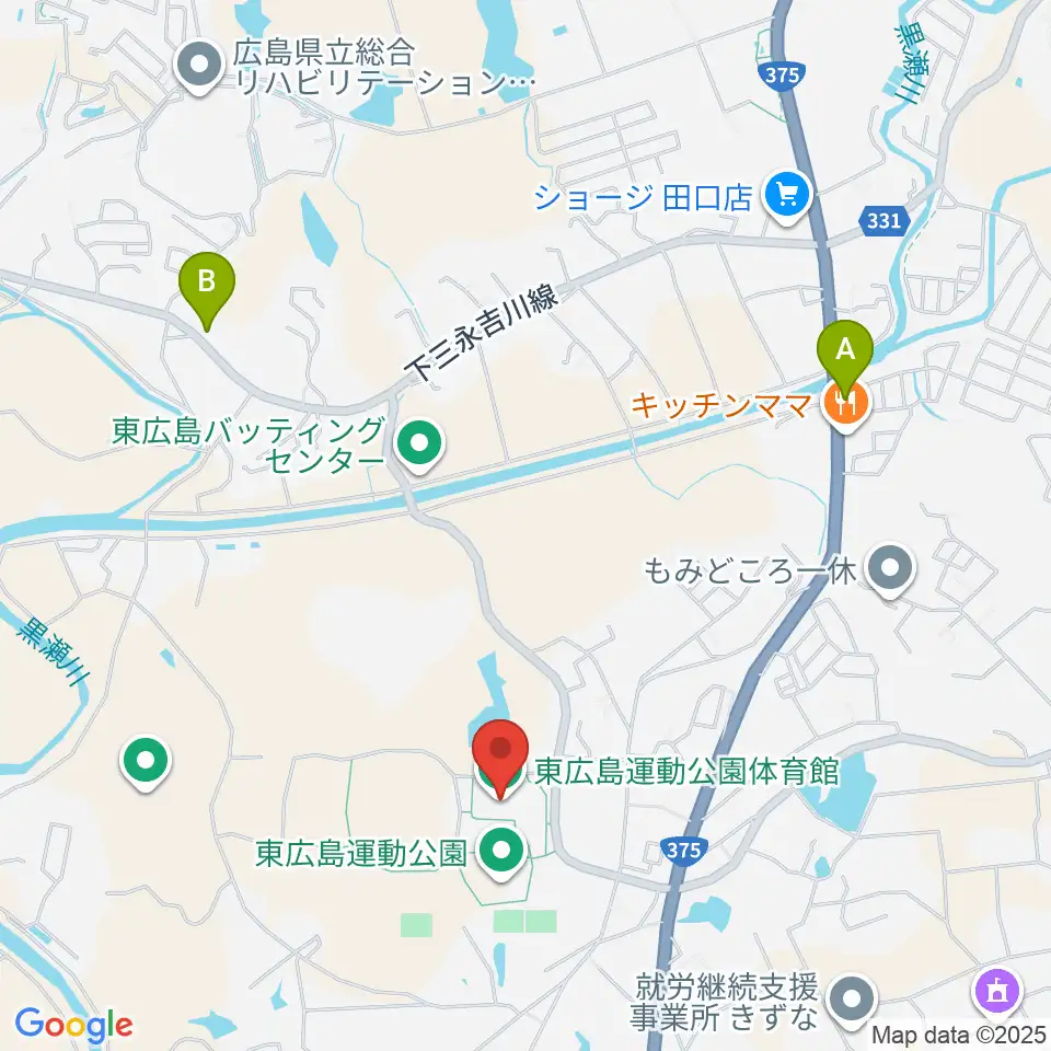 東広島運動公園体育館周辺のカフェ一覧地図
