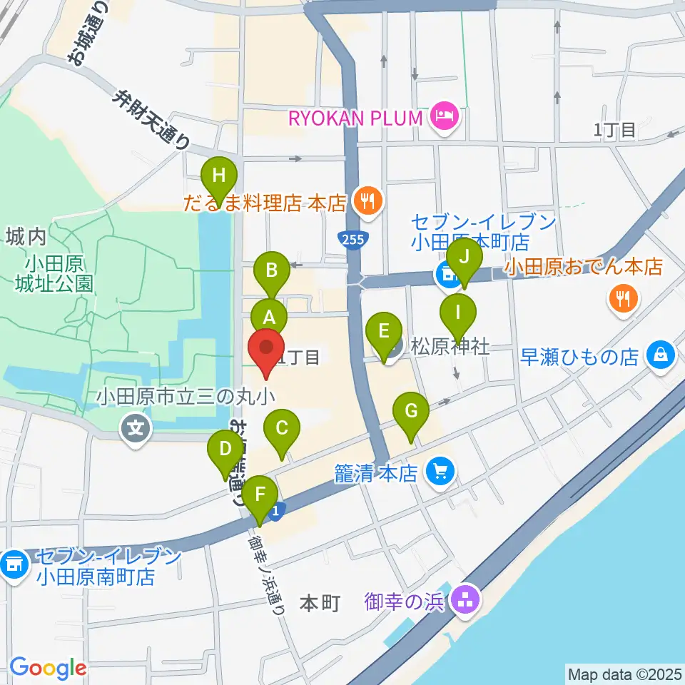 小田原三の丸ホール周辺のカフェ一覧地図