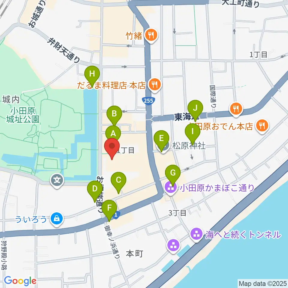 小田原三の丸ホール周辺のカフェ一覧地図