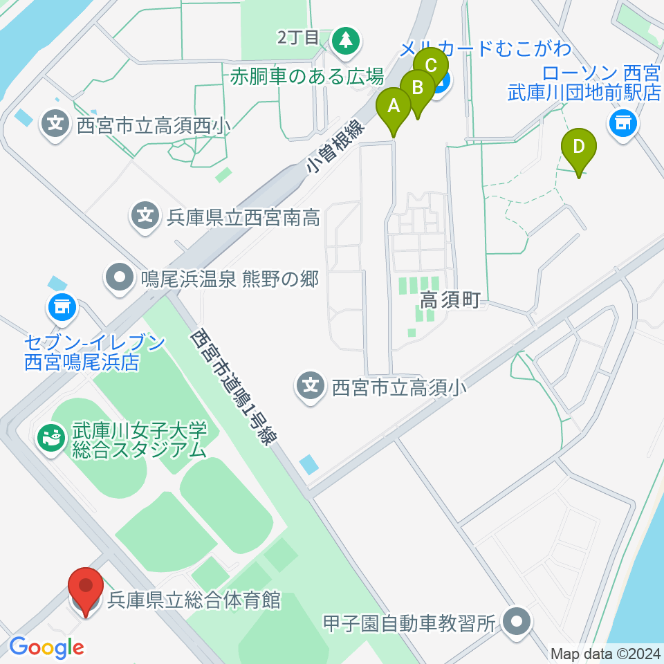 ライフパートナーアリーナ周辺のカフェ一覧地図