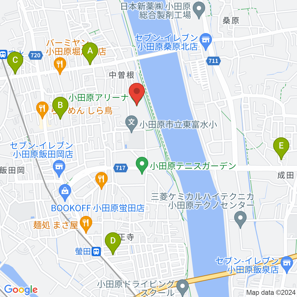 小田原アリーナ周辺のカフェ一覧地図