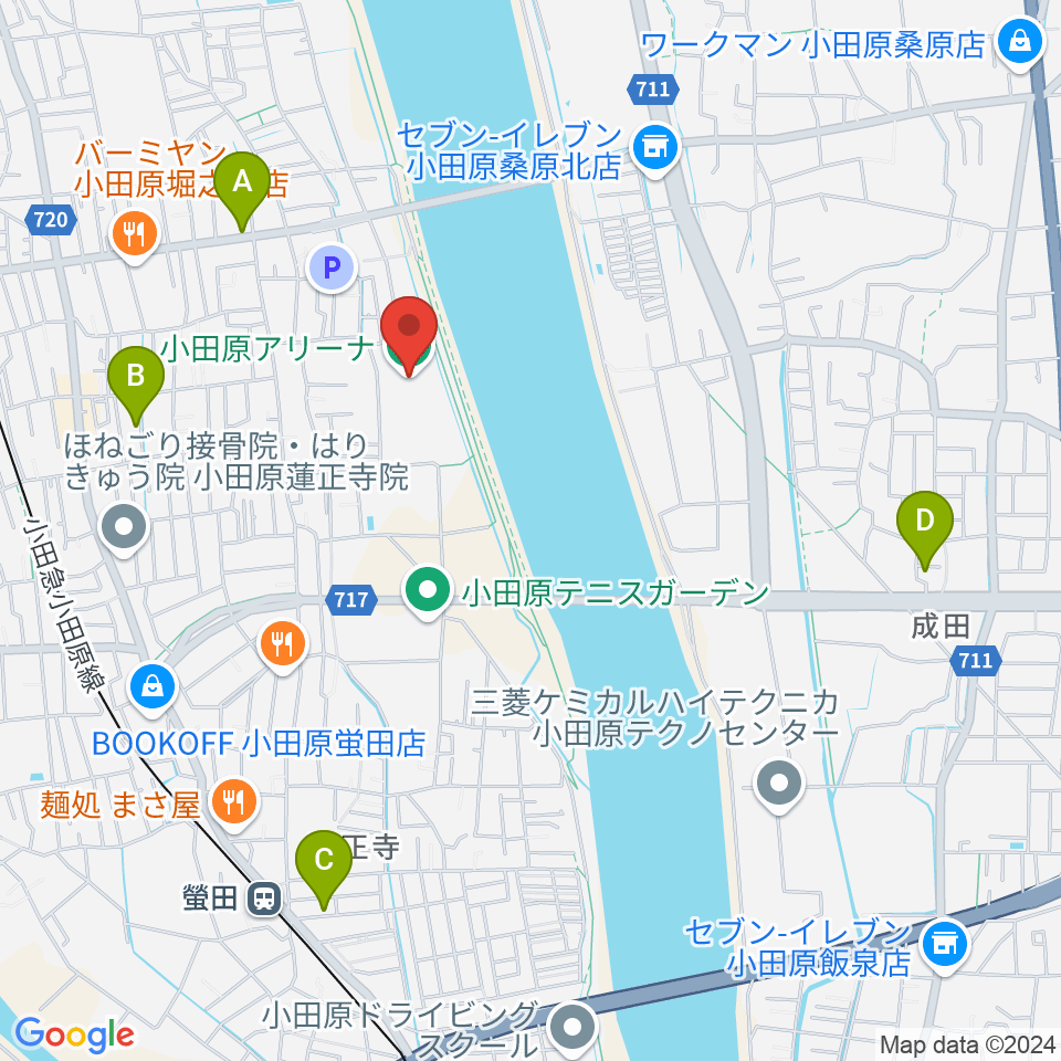 小田原アリーナ周辺のカフェ一覧地図