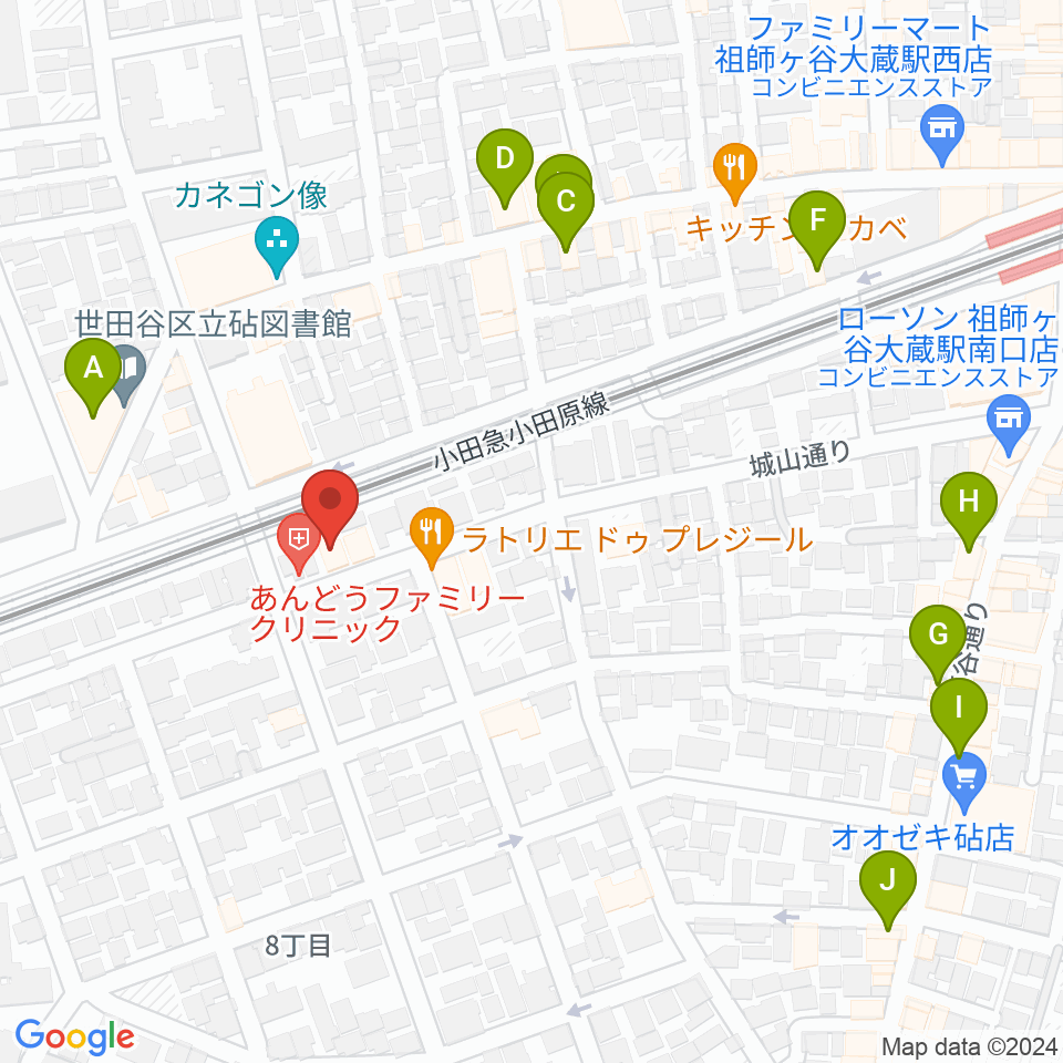 アブリールスタジオ周辺のカフェ一覧地図