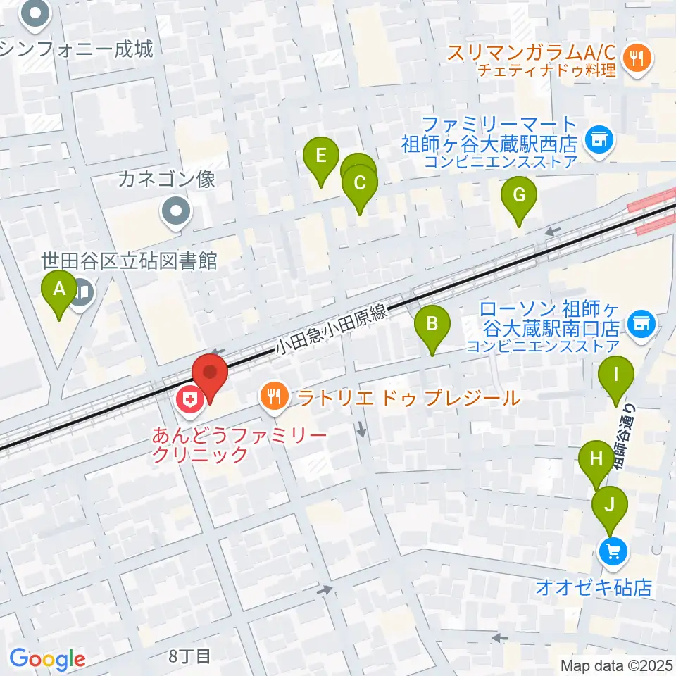アブリールスタジオ周辺のカフェ一覧地図