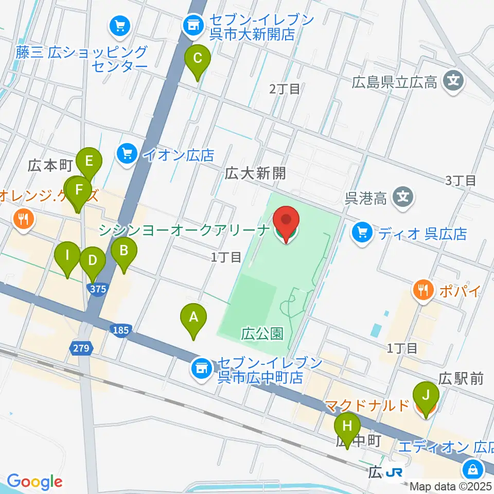 シシンヨーオークアリーナ周辺のカフェ一覧地図