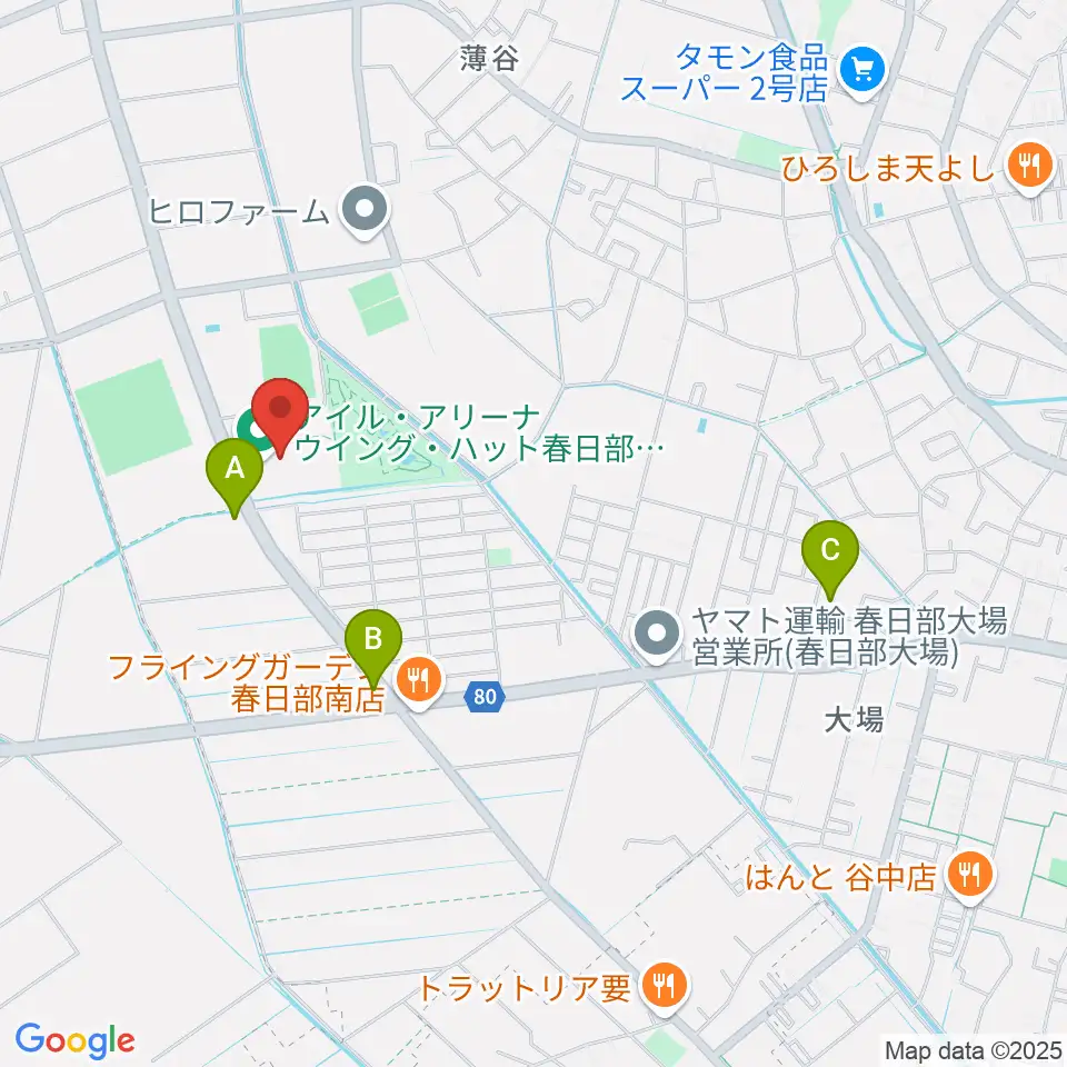 アイル･アリーナ ウイング・ハット春日部周辺のカフェ一覧地図