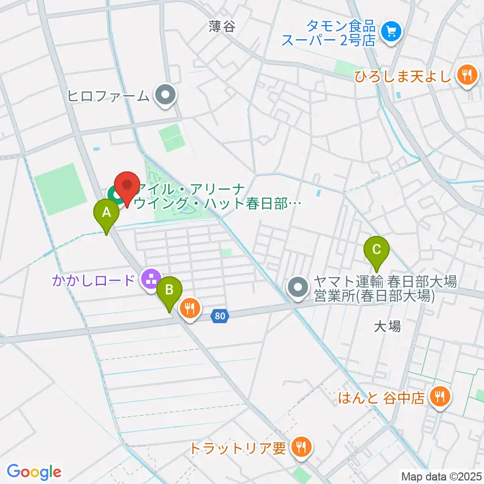 アイル･アリーナ ウイング・ハット春日部周辺のカフェ一覧地図