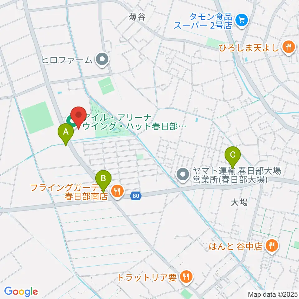 アイル･アリーナ ウイング・ハット春日部周辺のカフェ一覧地図