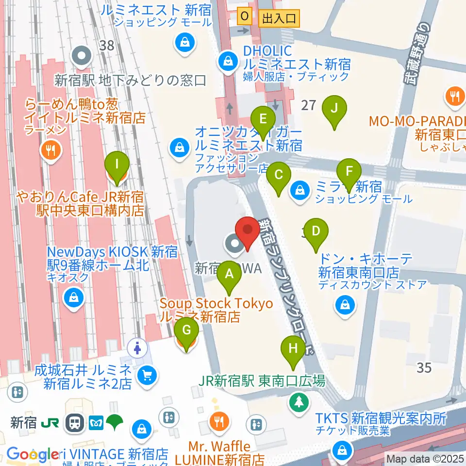 新宿シネマカリテ周辺のカフェ一覧地図