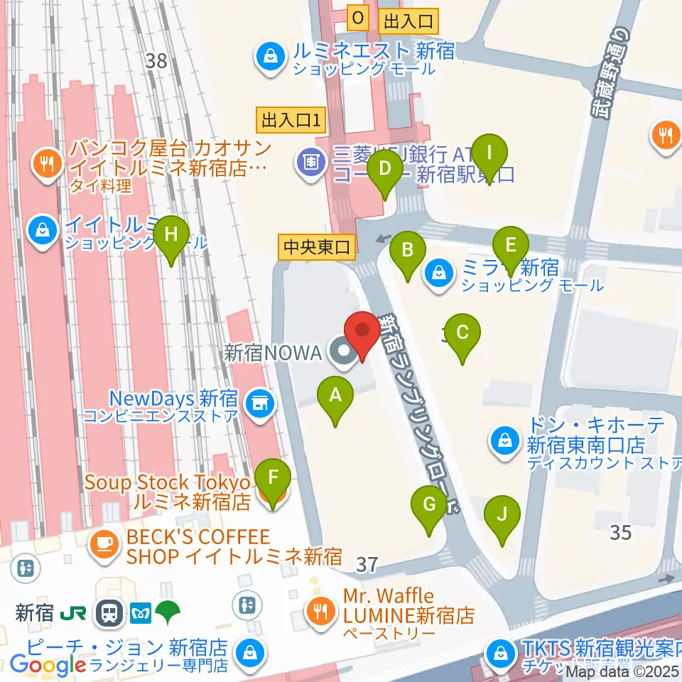 新宿シネマカリテ周辺のカフェ一覧地図
