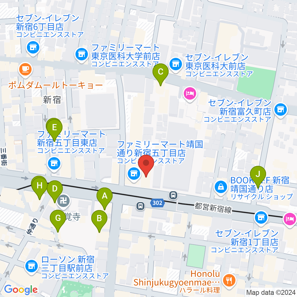 新宿アットシアター周辺のカフェ一覧地図