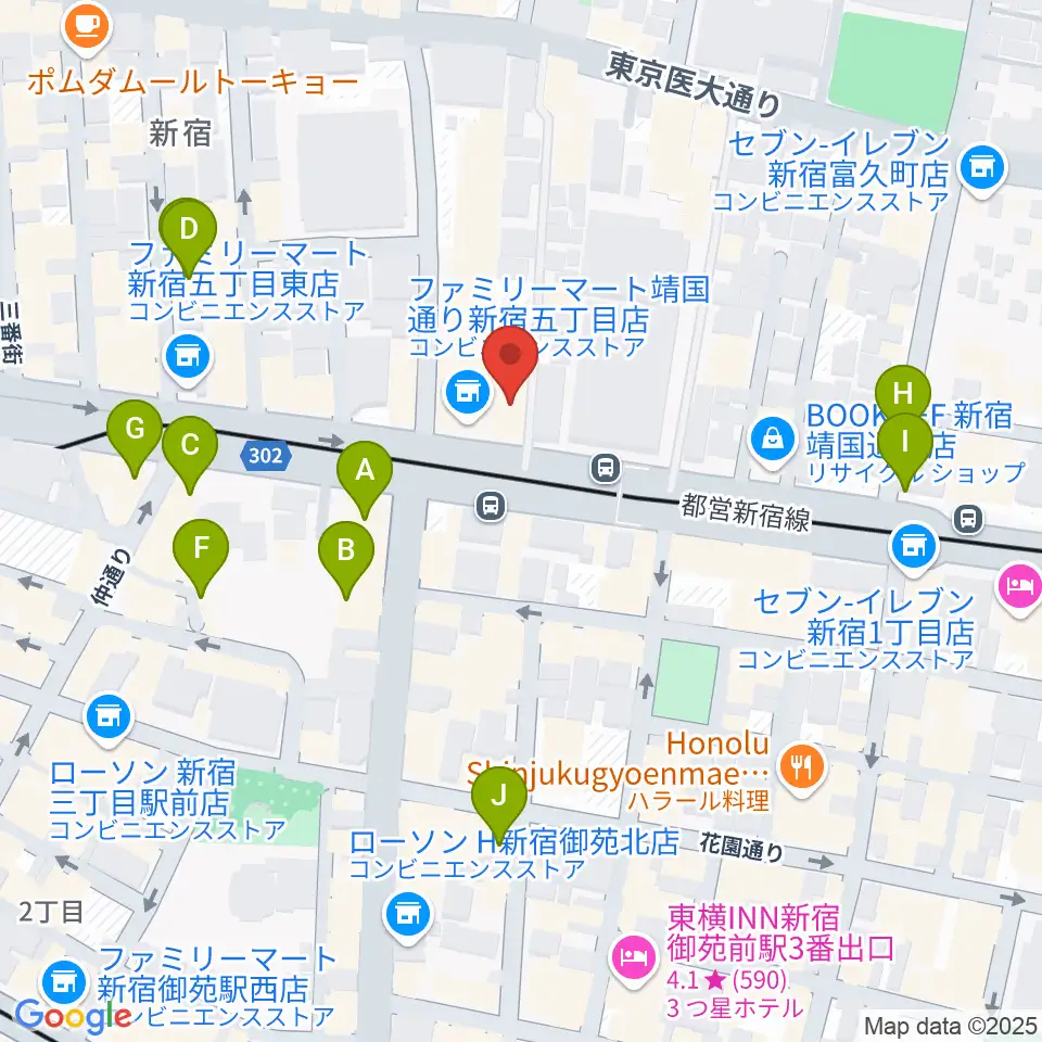 新宿アットシアター周辺のカフェ一覧地図