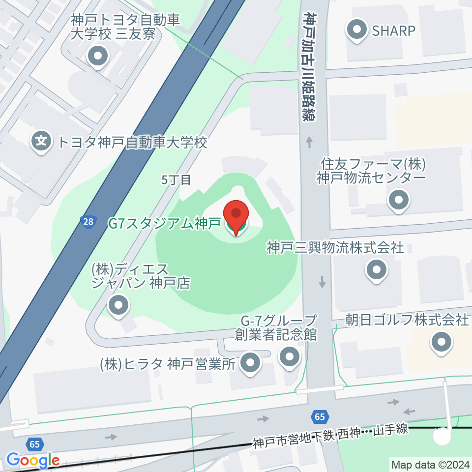 G7スタジアム神戸周辺のカフェ一覧地図