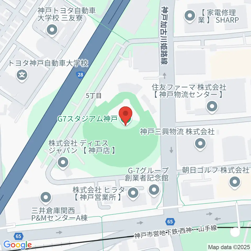 G7スタジアム神戸周辺のカフェ一覧地図