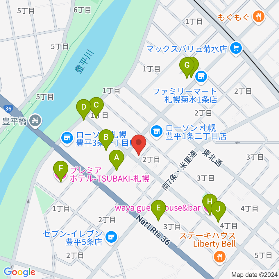 メイプルリーフクラブ周辺のカフェ一覧地図