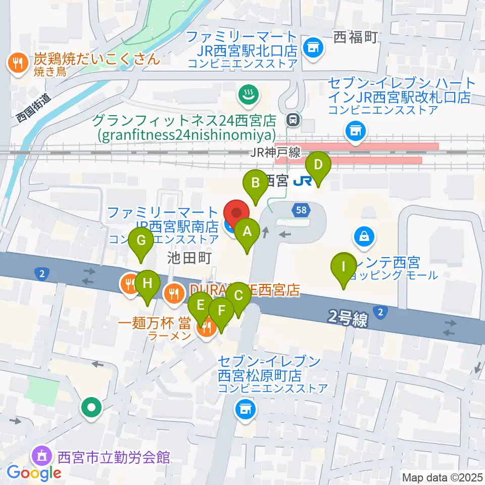 石井音楽教室周辺のカフェ一覧地図
