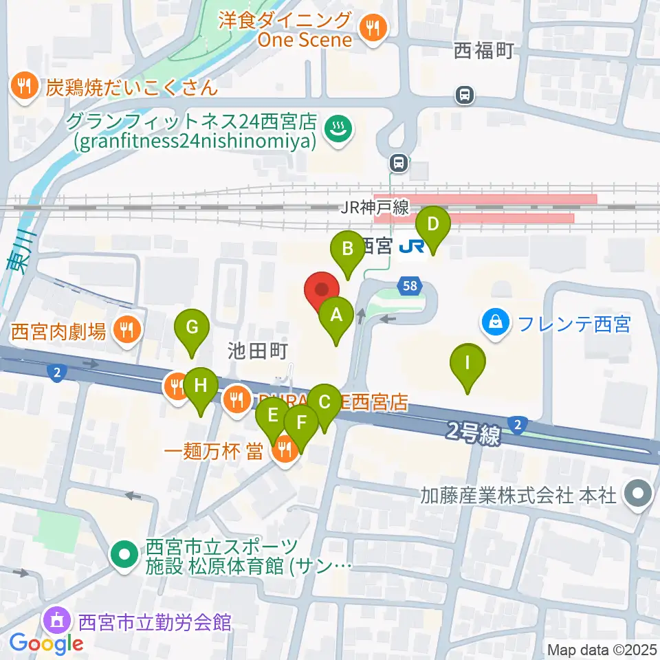 石井音楽教室周辺のカフェ一覧地図