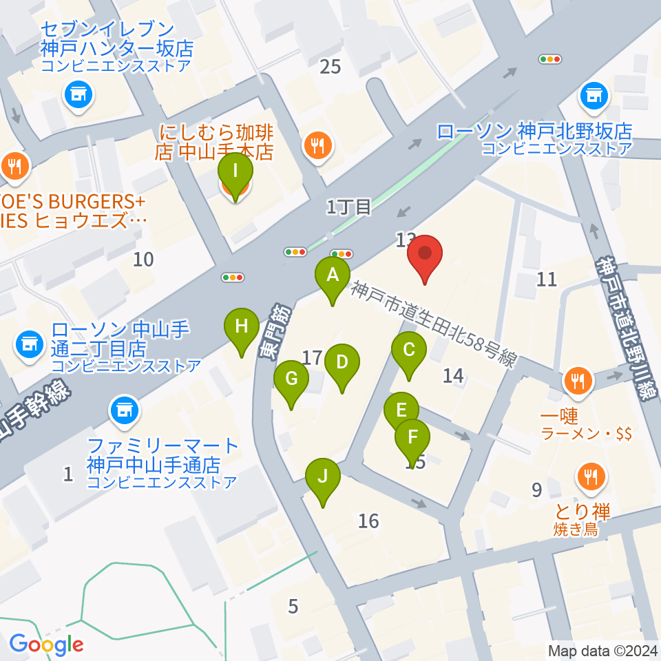 nagomibar周辺のカフェ一覧地図