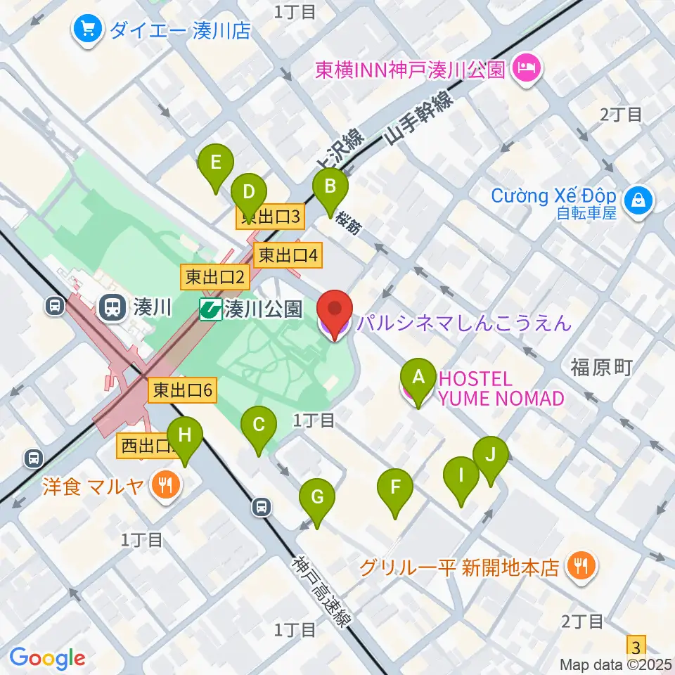 パルシネマしんこうえん周辺のカフェ一覧地図