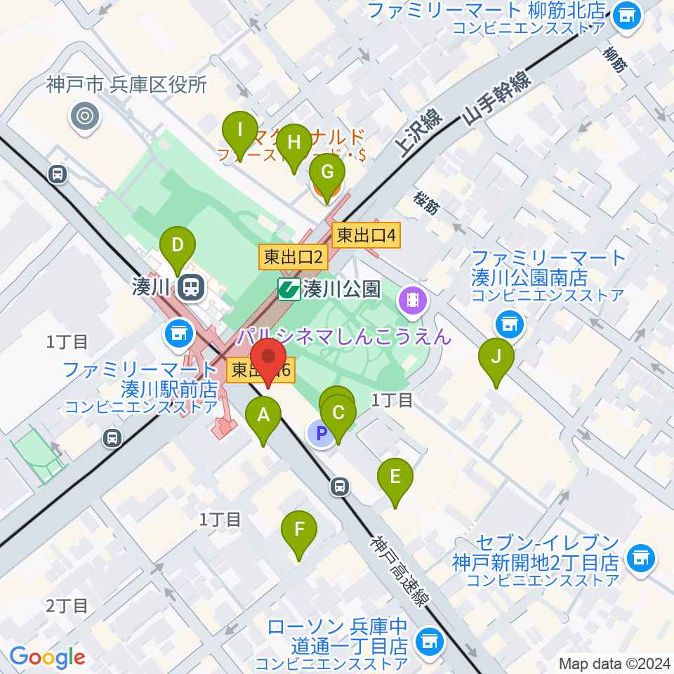 一番星食堂周辺のカフェ一覧地図