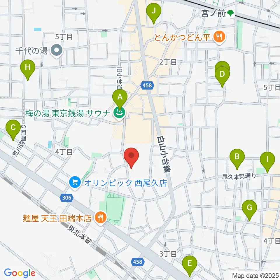 みらい音楽スタジオ周辺のカフェ一覧地図