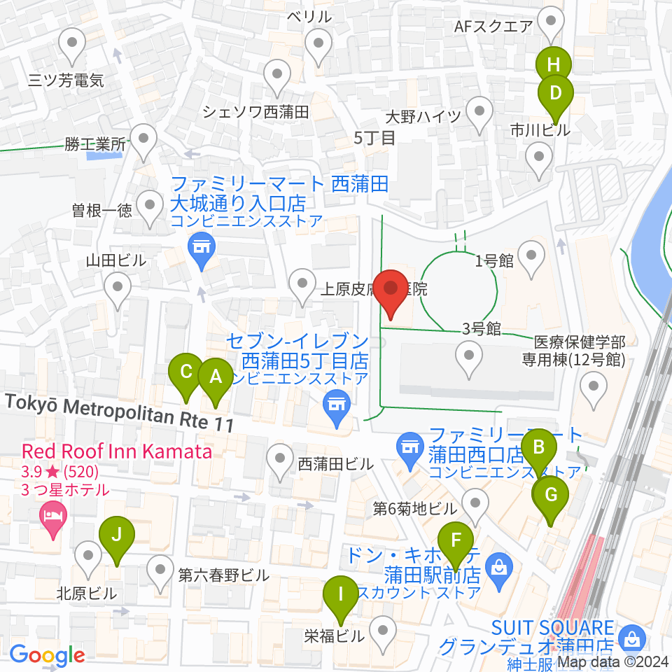 日本工学院アリーナ周辺のカフェ一覧地図