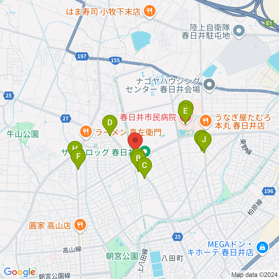 春日井市総合体育館周辺のカフェ一覧地図