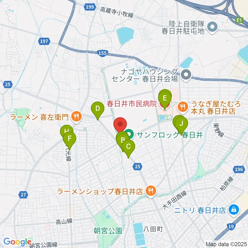 春日井市総合体育館周辺のカフェ一覧地図