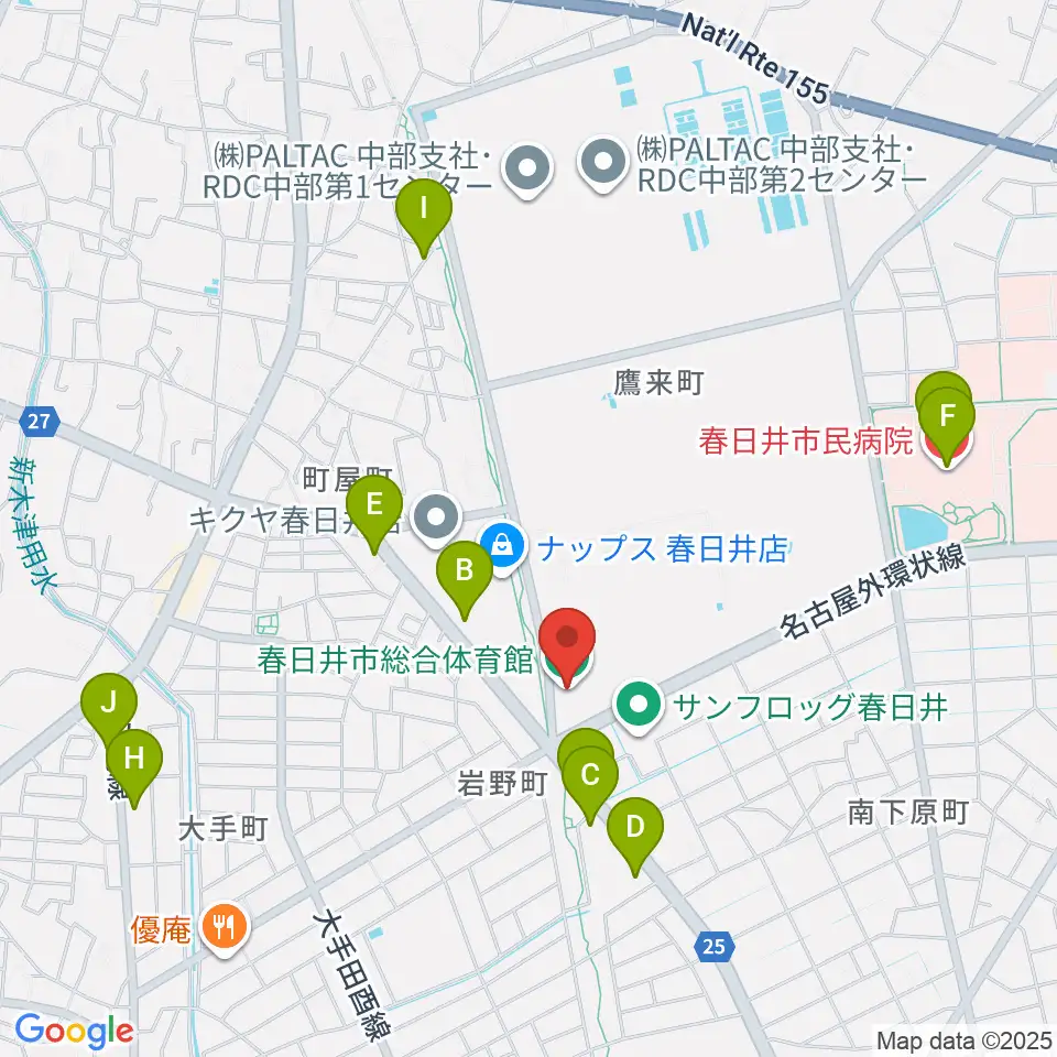 春日井市総合体育館周辺のカフェ一覧地図