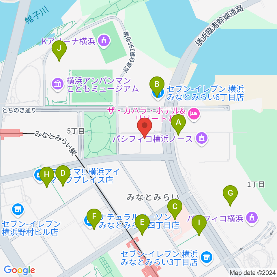 横浜みなとみらいブロンテ周辺のカフェ一覧地図