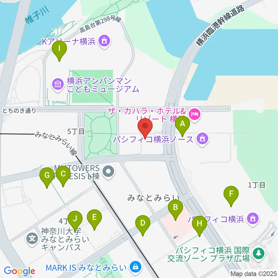 横浜みなとみらいブロンテ周辺のカフェ一覧地図