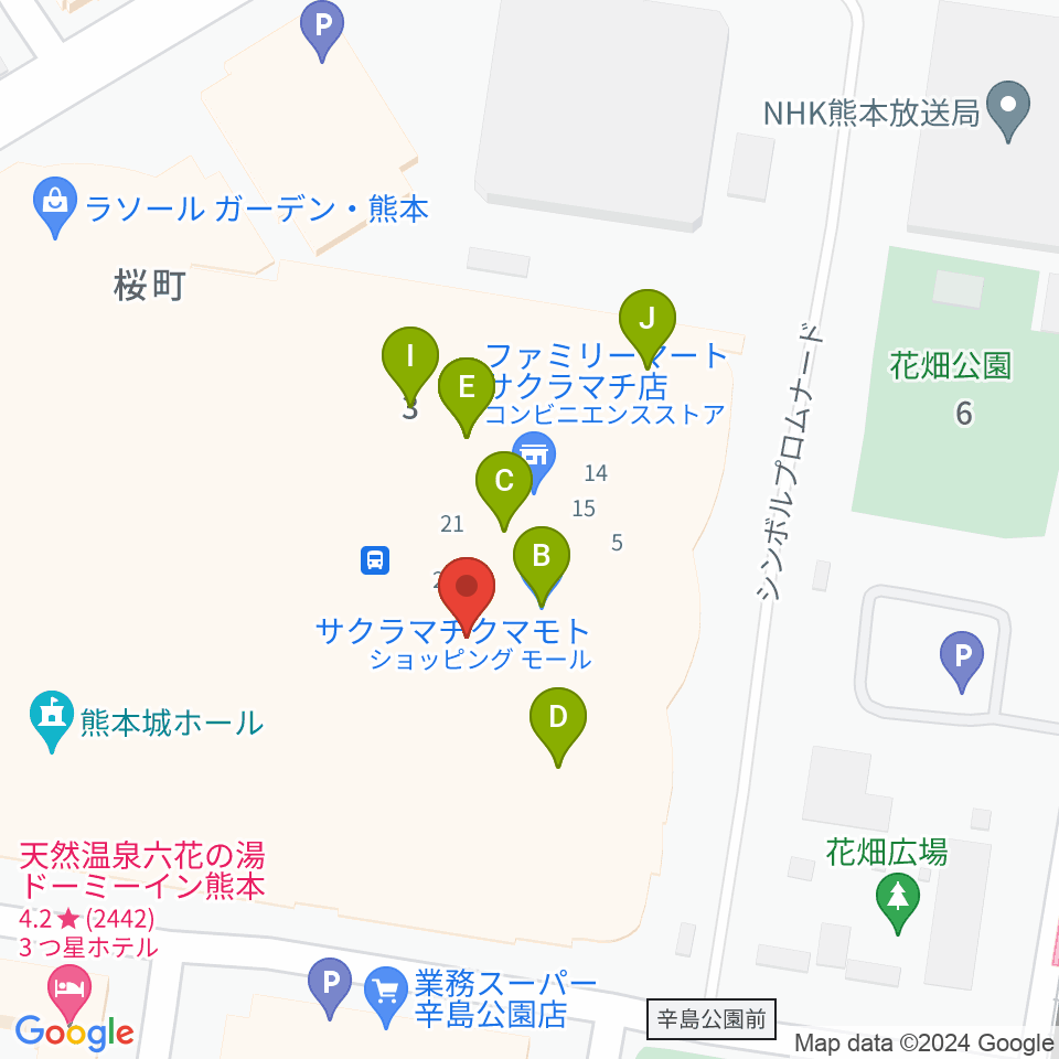 TOHOシネマズ 熊本サクラマチ周辺のカフェ一覧地図