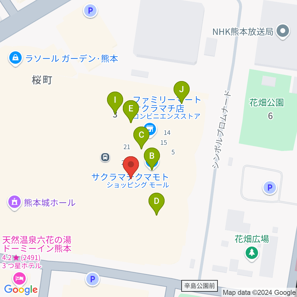 TOHOシネマズ 熊本サクラマチ周辺のカフェ一覧地図