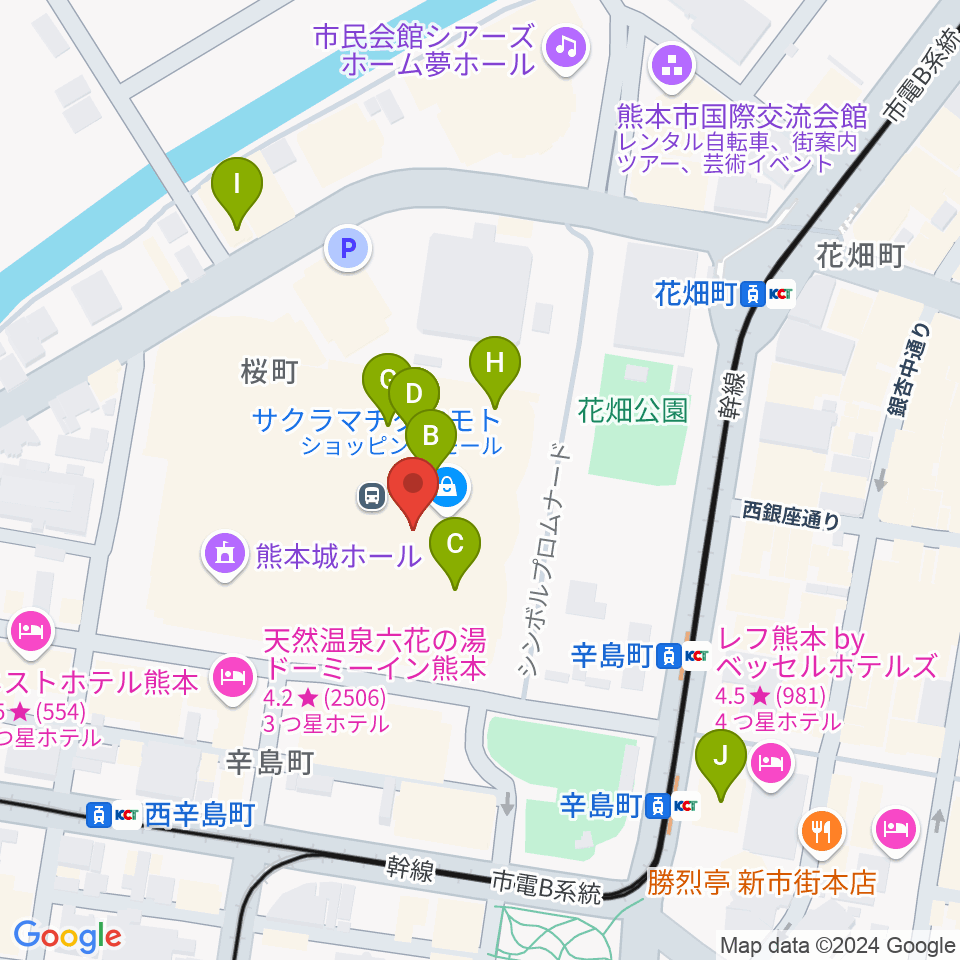 TOHOシネマズ 熊本サクラマチ周辺のカフェ一覧地図