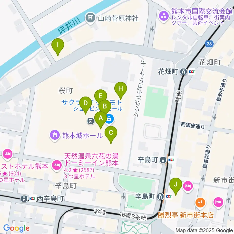 TOHOシネマズ 熊本サクラマチ周辺のカフェ一覧地図