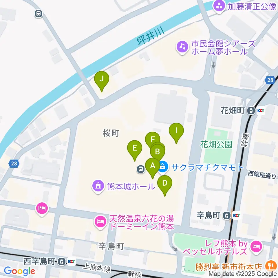 TOHOシネマズ 熊本サクラマチ周辺のカフェ一覧地図